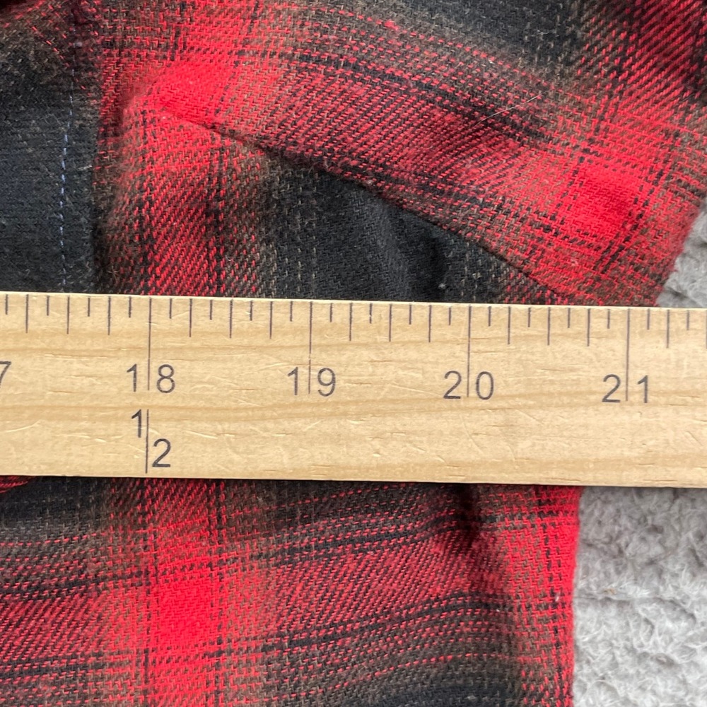 Pashartuk Flannel Western Shirt Mens Large Red Black Plaid Snap Button Academia - Picture 5 of 11